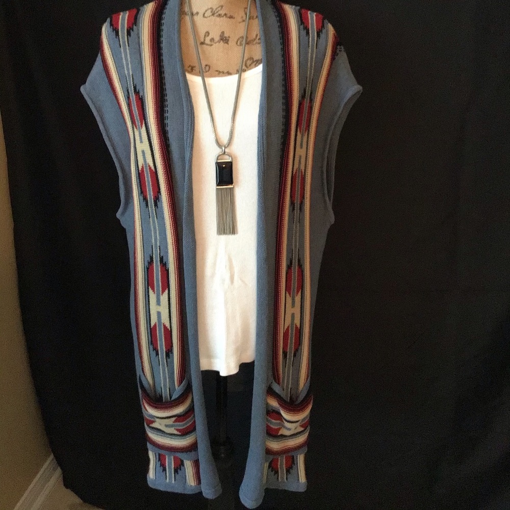 Blue Aztec Sweater Vest
